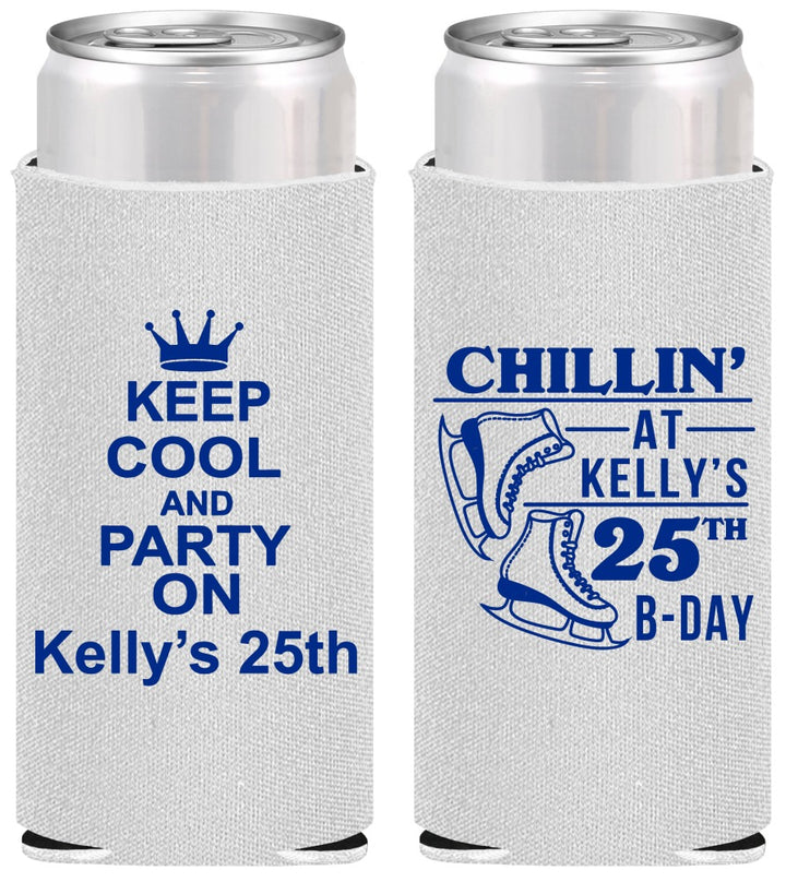 Personalized Birthday Slim Can Coolers - 25th Ice Scating | 20185