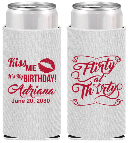 Personalized Birthday Slim Can Coolers - 30th Flirty At Thirty | 20190