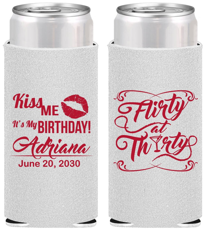 Personalized Birthday Slim Can Coolers - 30th Flirty At Thirty | 20190