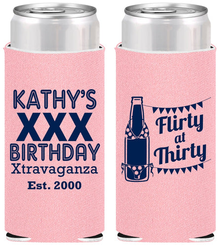 Personalized Birthday Slim Can Coolers - 30th Flirty At Thirty | 20191