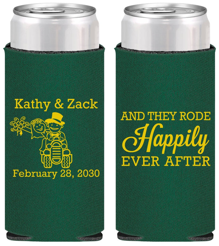 Personalized Wedding Slim Can Coolers - Happily Ever After Tractor | 202