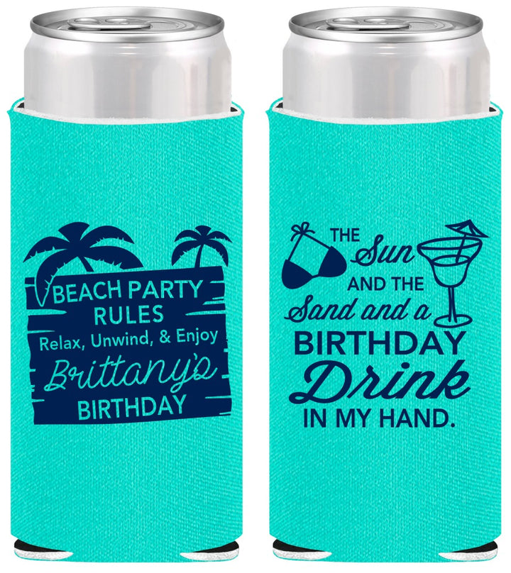 Personalized Birthday Slim Can Coolers - Beach | 20201