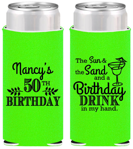 Personalized Birthday Slim Can Coolers - 50th | 20203