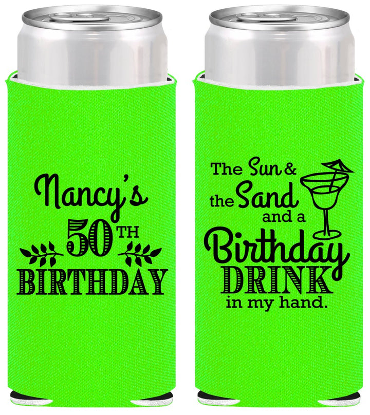 Personalized Birthday Slim Can Coolers - 50th | 20203