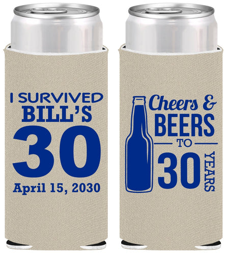 Personalized Birthday Slim Can Coolers - Cheers Beers To 30 Years | 20214