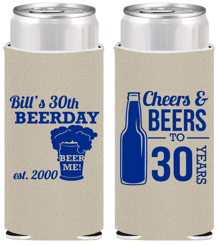 Personalized Birthday Slim Can Coolers - 30th | 20215