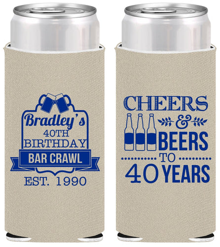 Personalized Birthday Slim Can Coolers - Cheers Beers To 40 Years | 20216