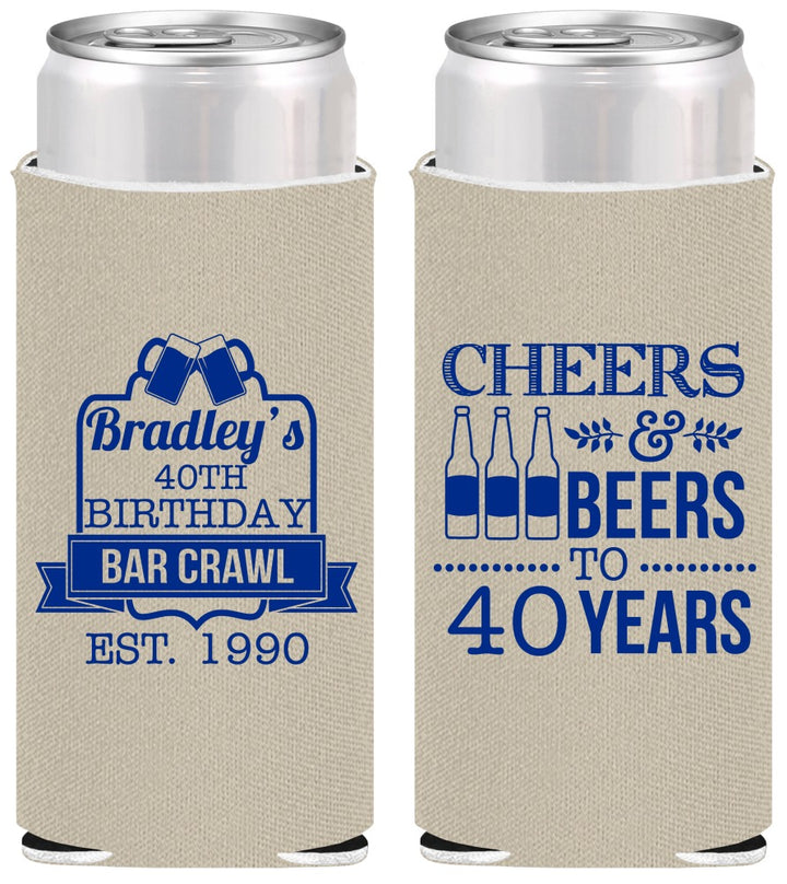 Personalized Birthday Slim Can Coolers - Cheers Beers To 40 Years | 20216