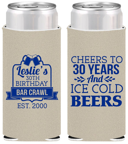 Personalized Birthday Slim Can Coolers - 30th | 20218