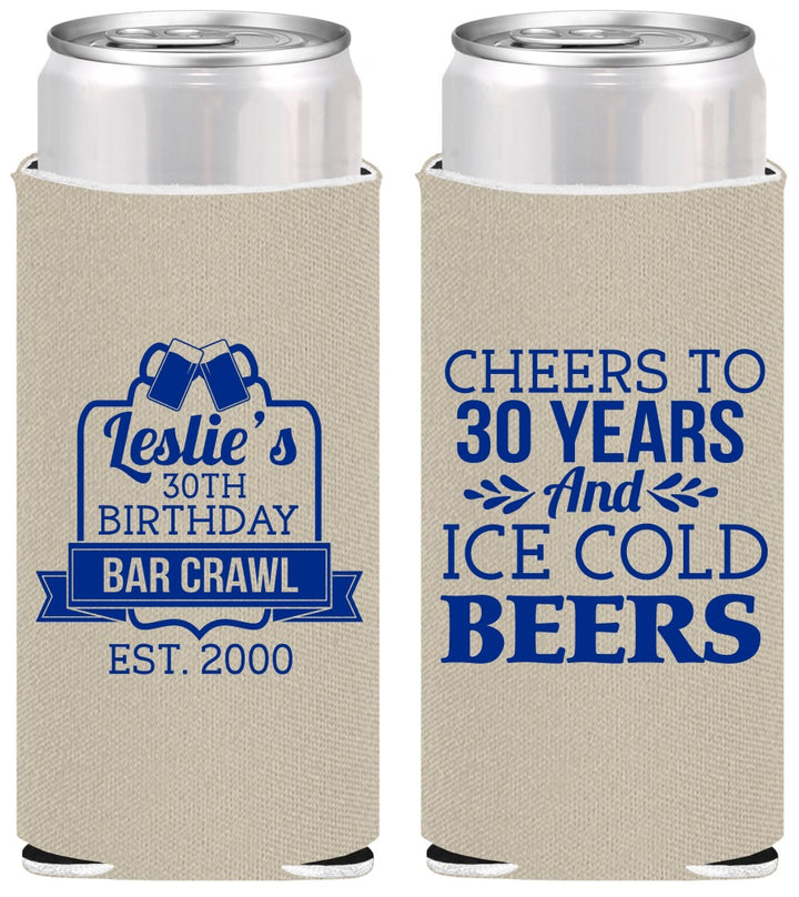 Personalized Birthday Slim Can Coolers - 30th | 20218
