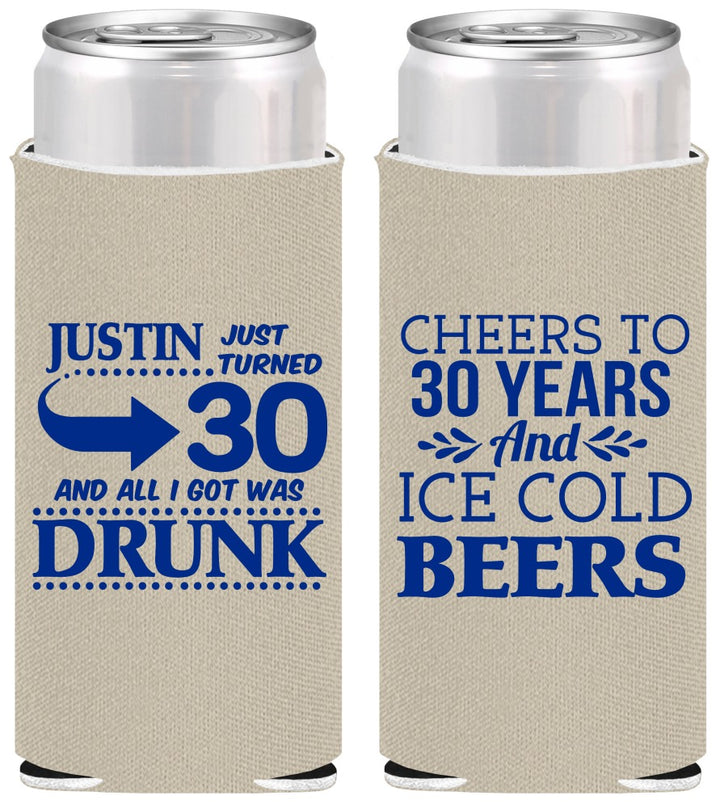 Personalized Birthday Slim Can Coolers - Cheers To 30 Years | 20219