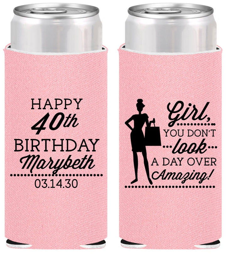 Personalized Birthday Slim Can Coolers - 40th | 20223