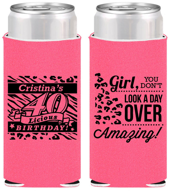 Personalized Birthday Slim Can Coolers - 40th | 20224