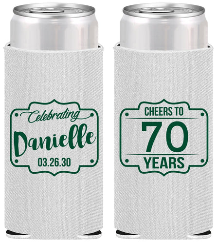 Personalized Birthday Slim Can Coolers - Cheers To 70 Years | 20227