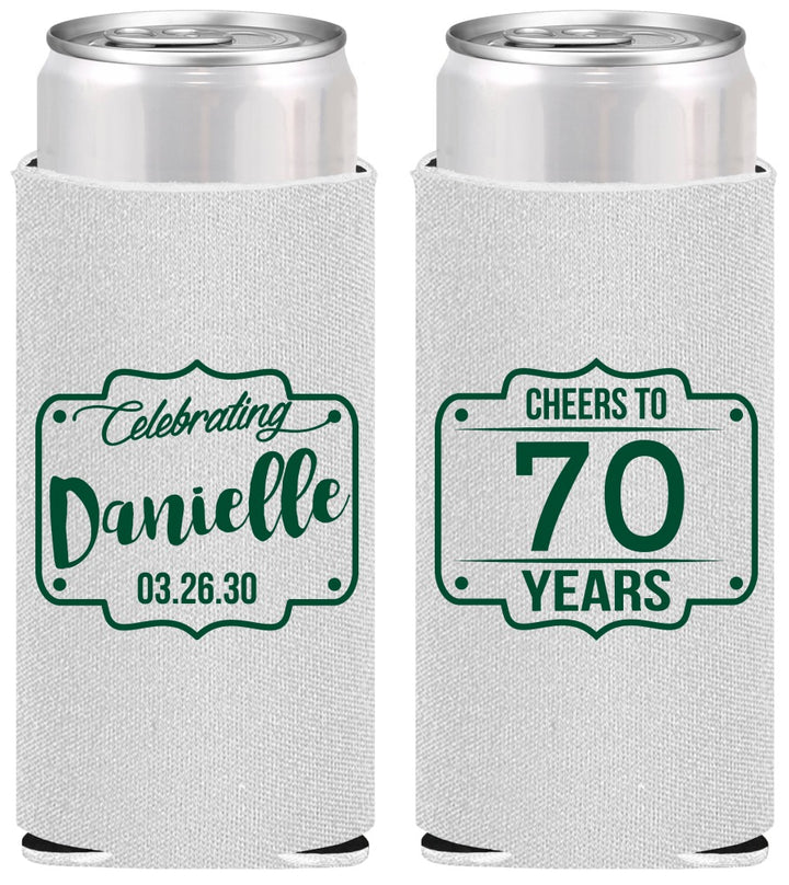 Personalized Birthday Slim Can Coolers - Cheers To 70 Years | 20227