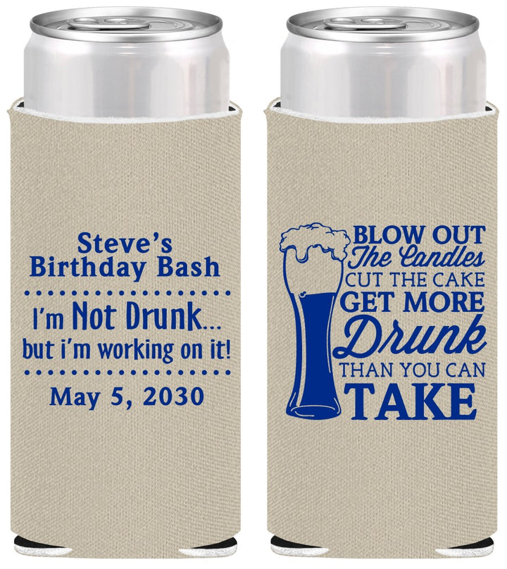 Personalized Birthday Slim Can Coolers - Beer Drunk | 20230