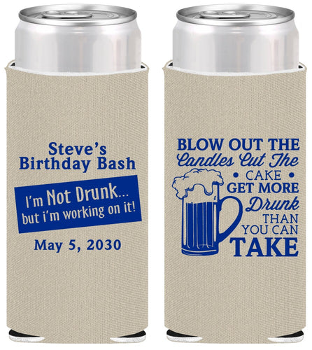 Personalized Birthday Slim Can Coolers - Beer Drunk | 20232