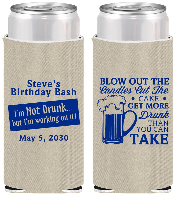 Personalized Birthday Slim Can Coolers - Beer Drunk | 20232
