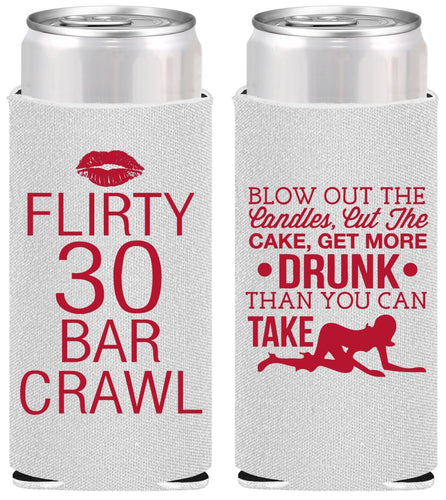 Personalized Birthday Slim Can Coolers - 30th Bar Crawl | 20233