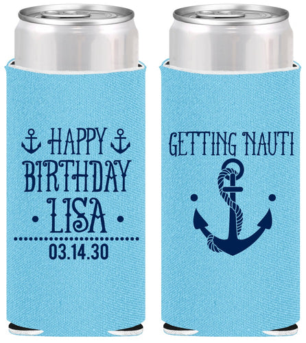 Personalized Birthday Slim Can Coolers - Getting Nauti | 20239