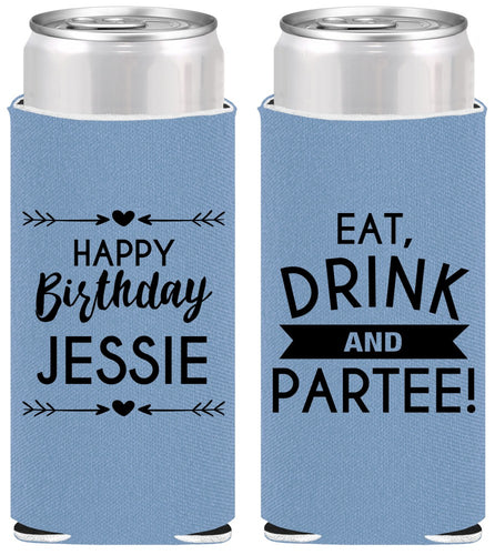 Personalized Birthday Slim Can Coolers - Eat Drink Partee | 20241