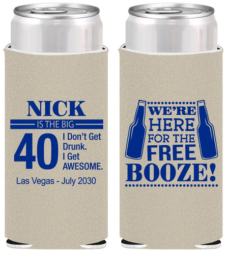 Personalized Birthday Slim Can Coolers - 40th | 20249