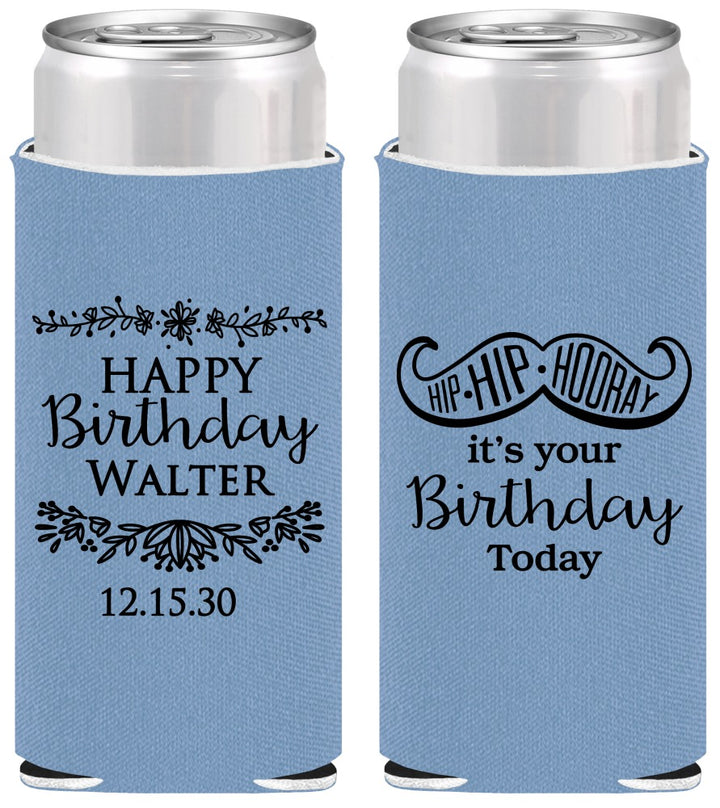 Personalized Birthday Slim Can Coolers - Hip Hip Hooray | 20250