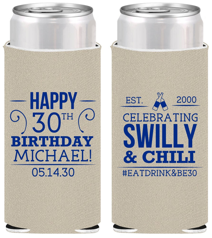 Personalized Birthday Slim Can Coolers - 30th | 20257