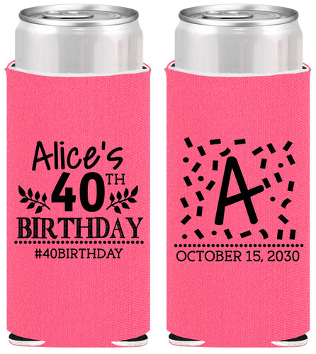 Personalized Birthday Slim Can Coolers - 40th | 20258