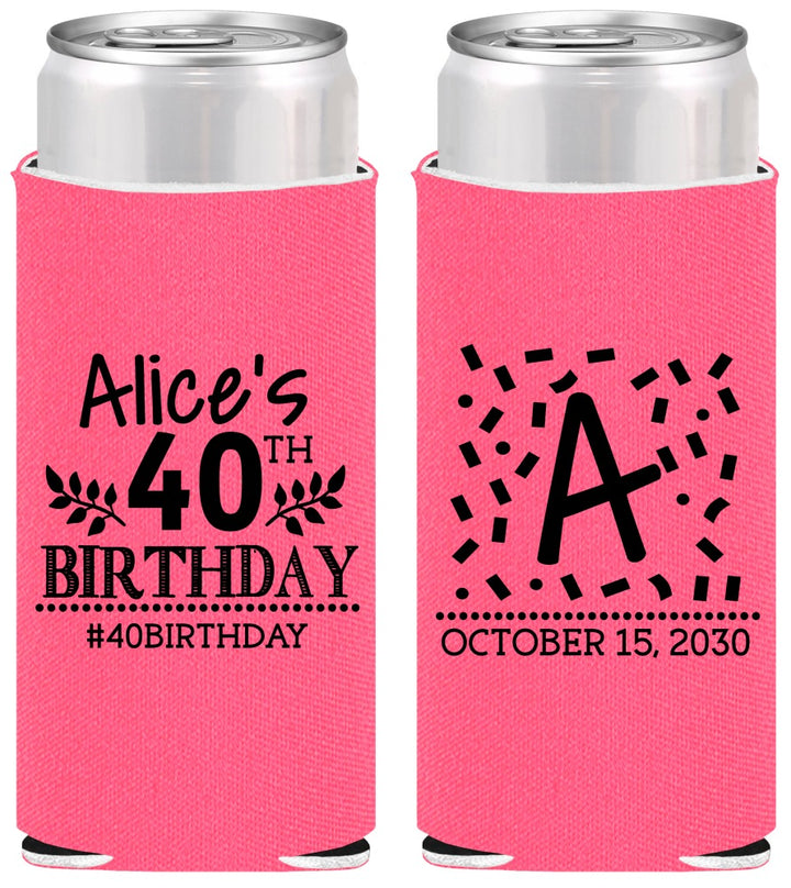 Personalized Birthday Slim Can Coolers - 40th | 20258