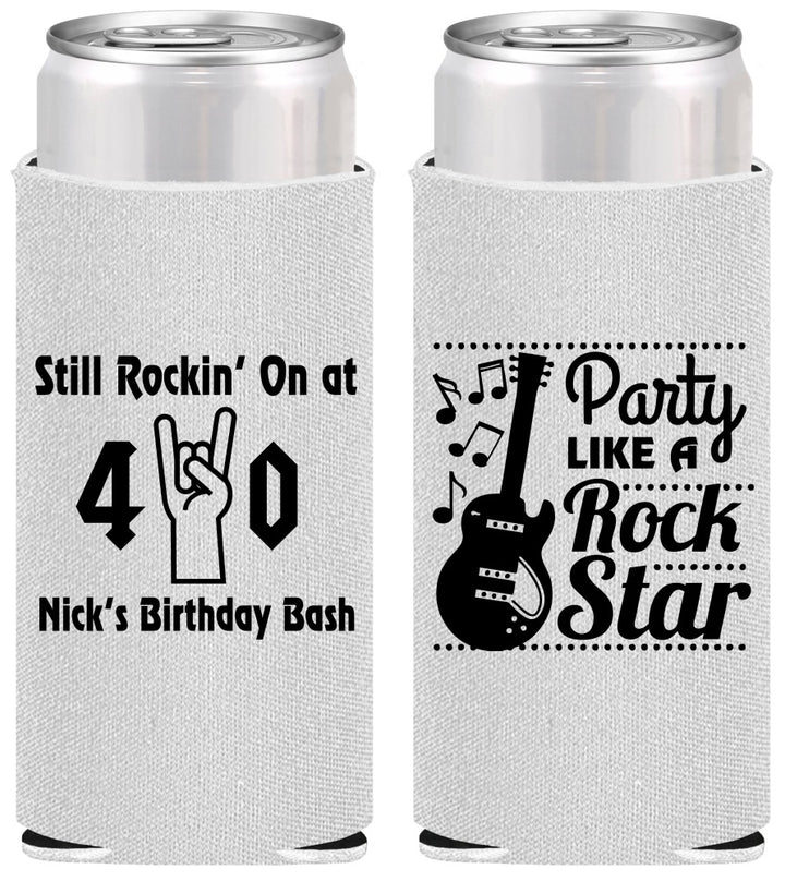 Personalized Birthday Slim Can Coolers - 40th Rock Star | 20266