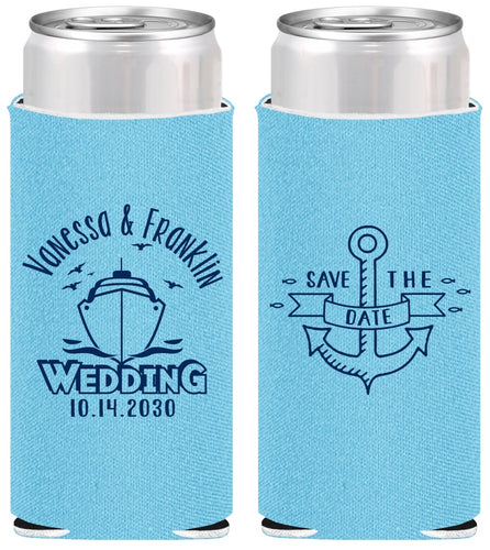 Personalized Wedding Slim Can Coolers - Save The Date Cruise | 209
