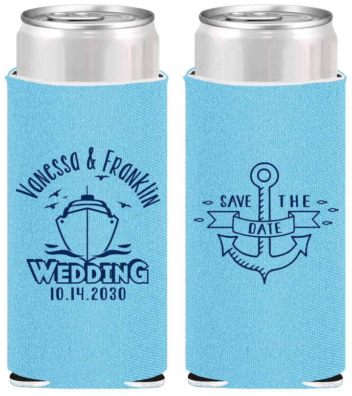 Personalized Wedding Slim Can Coolers - Save The Date Cruise | 209