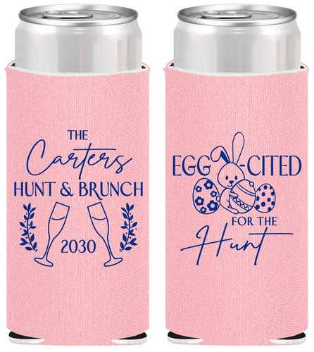 Personalized Easter Slim Can Coolers - Eggcited For Hunt Bunny | 210011