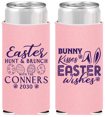 Personalized Easter Slim Can Coolers - Bunny Kisses Eggs | 210014