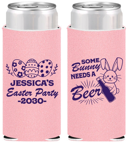 Personalized Easter Slim Can Coolers - Bunny Needs A Beer | 210018