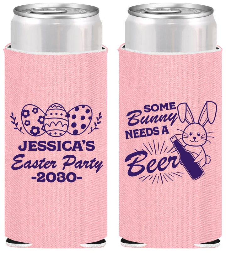 Personalized Easter Slim Can Coolers - Bunny Needs A Beer | 210018