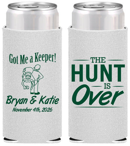 Personalized Wedding Slim Can Coolers - The Hunt Is Over | 216