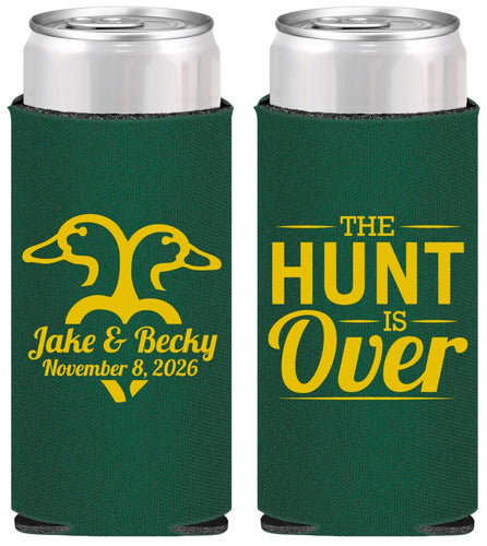 Personalized Wedding Slim Can Coolers - The Hunt Is Over Duck | 217