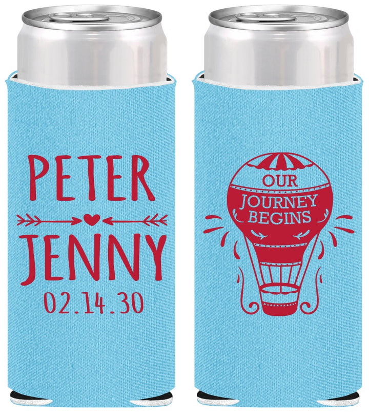 Personalized Wedding Slim Can Coolers - Hot Air Balloon | 219