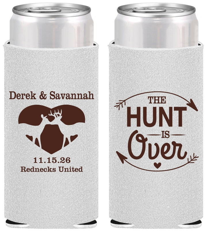 Personalized Wedding Slim Can Coolers - The Hunt Is Over Deer | 220