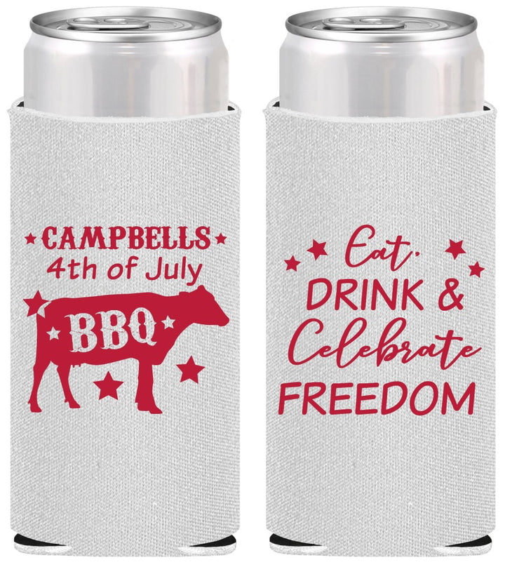 Personalized 4th Of July Slim Can Coolers - Eat Drink Freedom | 220000