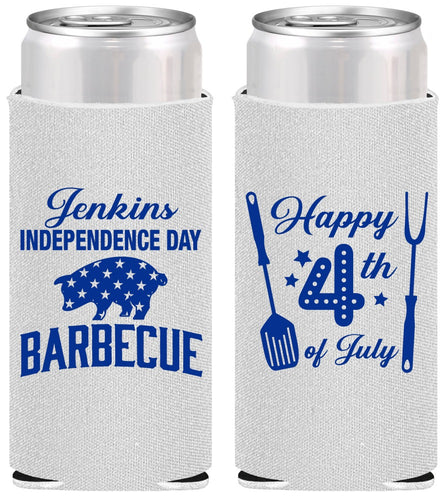 Personalized 4th Of July Slim Can Coolers - Barbecue Bbq | 220001