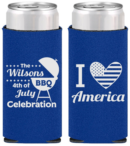 Personalized 4th Of July Slim Can Coolers - Barbecue Bbq | 220007