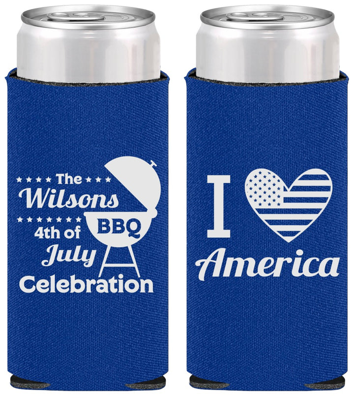Personalized 4th Of July Slim Can Coolers - Barbecue Bbq | 220007
