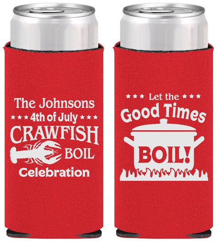 Personalized 4th Of July Slim Can Coolers - Crawfish Boil | 220010