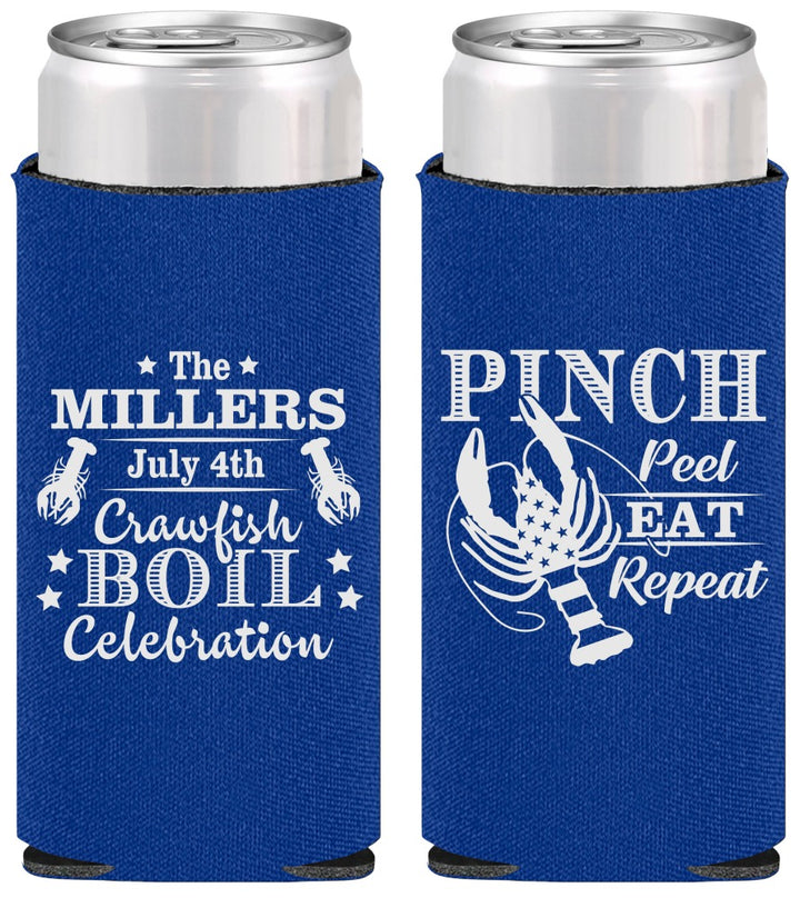 Personalized 4th Of July Slim Can Coolers - Pink Peel Crawfish | 220011