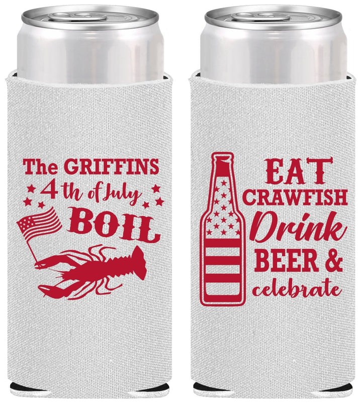Personalized 4th Of July Slim Can Coolers - Crawfish Boil | 220012