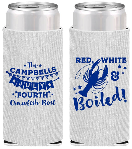 Personalized 4th Of July Slim Can Coolers - Crawfish Boil | 220013
