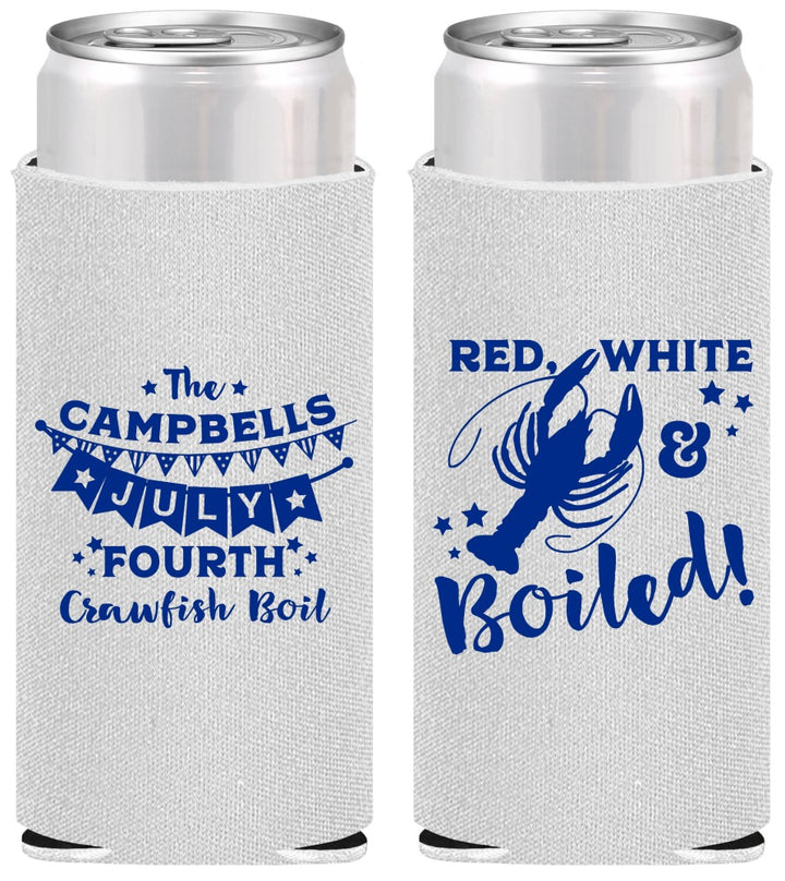 Personalized 4th Of July Slim Can Coolers - Crawfish Boil | 220013